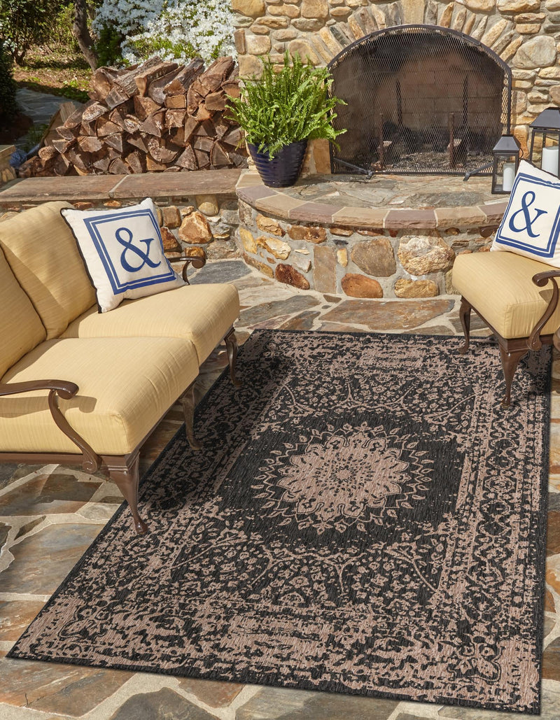Patio Heritage Collection Area Rug -  Lafayette (Black) Rectangle Black Main