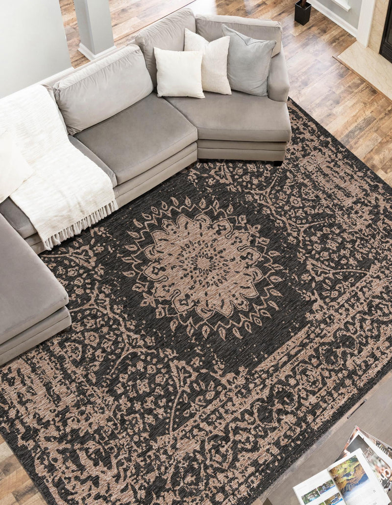 Patio Heritage Collection Area Rug -  Lafayette (Black) Rectangle Black  lifestyle 2