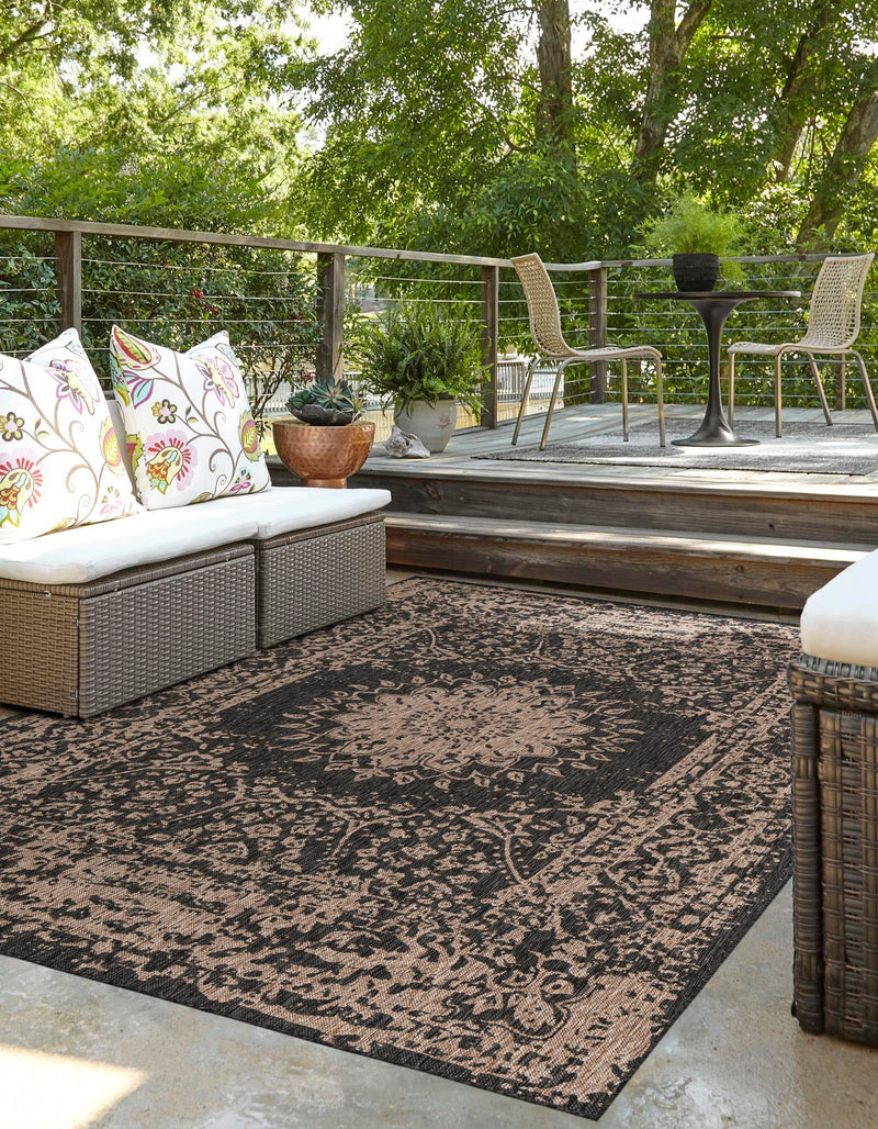 Patio Heritage Collection Area Rug -  Lafayette (Black) Rectangle Black  lifestyle 3