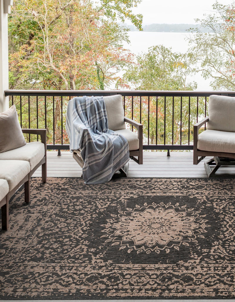 Patio Heritage Collection Area Rug -  Lafayette (Black) Rectangle Black  lifestyle 5