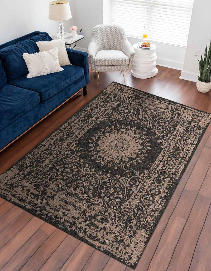 Patio Heritage Collection Area Rug -  Lafayette (Black) Rectangle Black  lifestyle 6