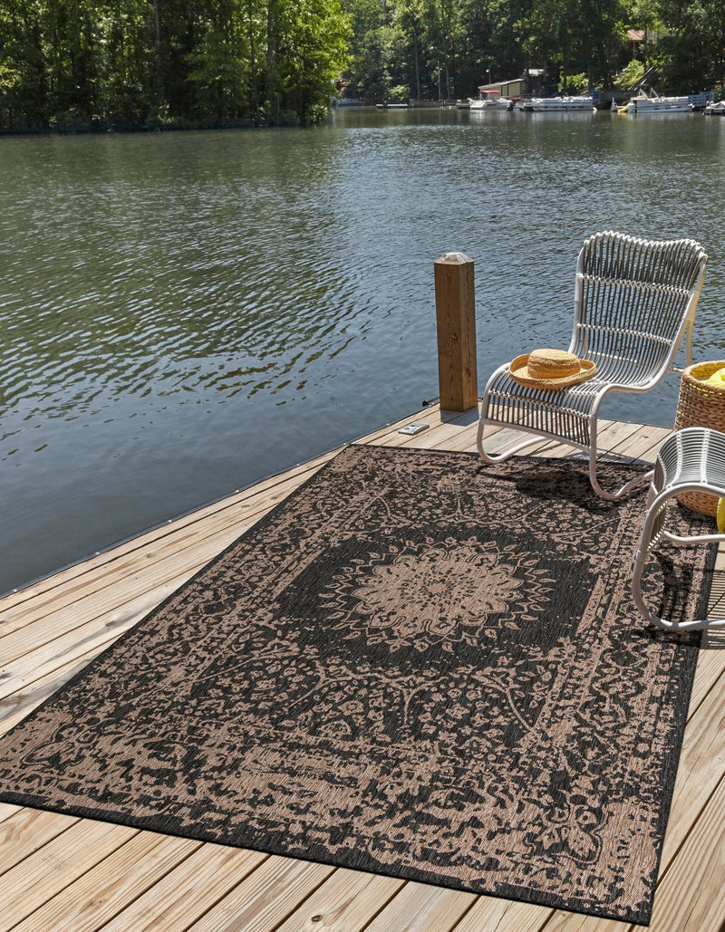 Patio Heritage Collection Area Rug -  Lafayette (Black) Rectangle Black  lifestyle 7