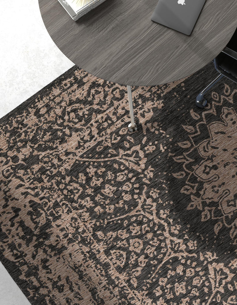 Patio Heritage Collection Area Rug -  Lafayette (Black) Rectangle Black  lifestyle 8