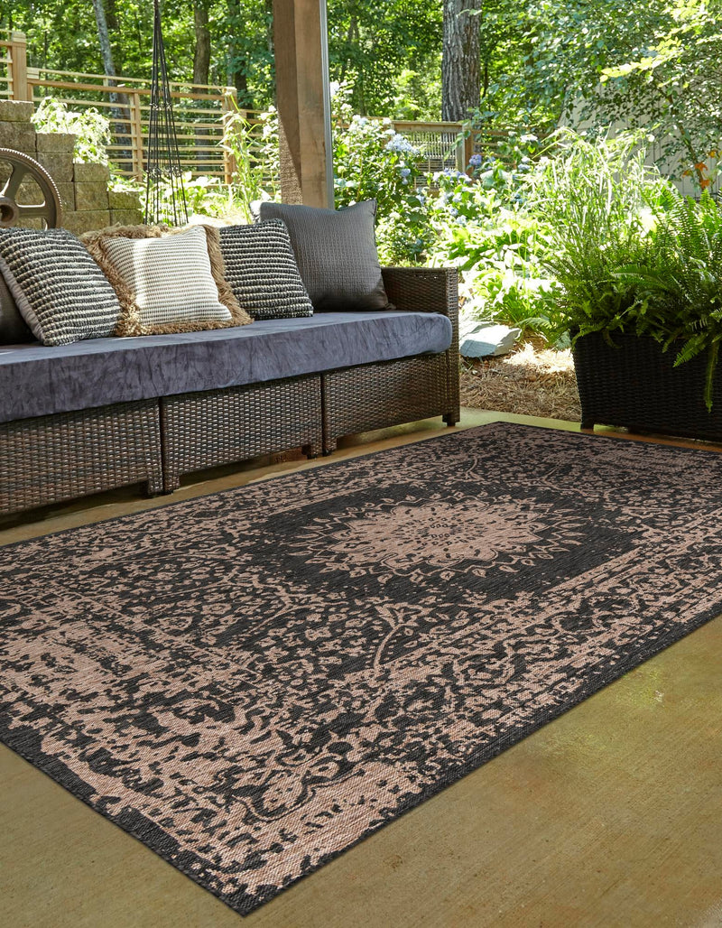 Patio Heritage Collection Area Rug -  Lafayette (Black) Rectangle Black  lifestyle 9