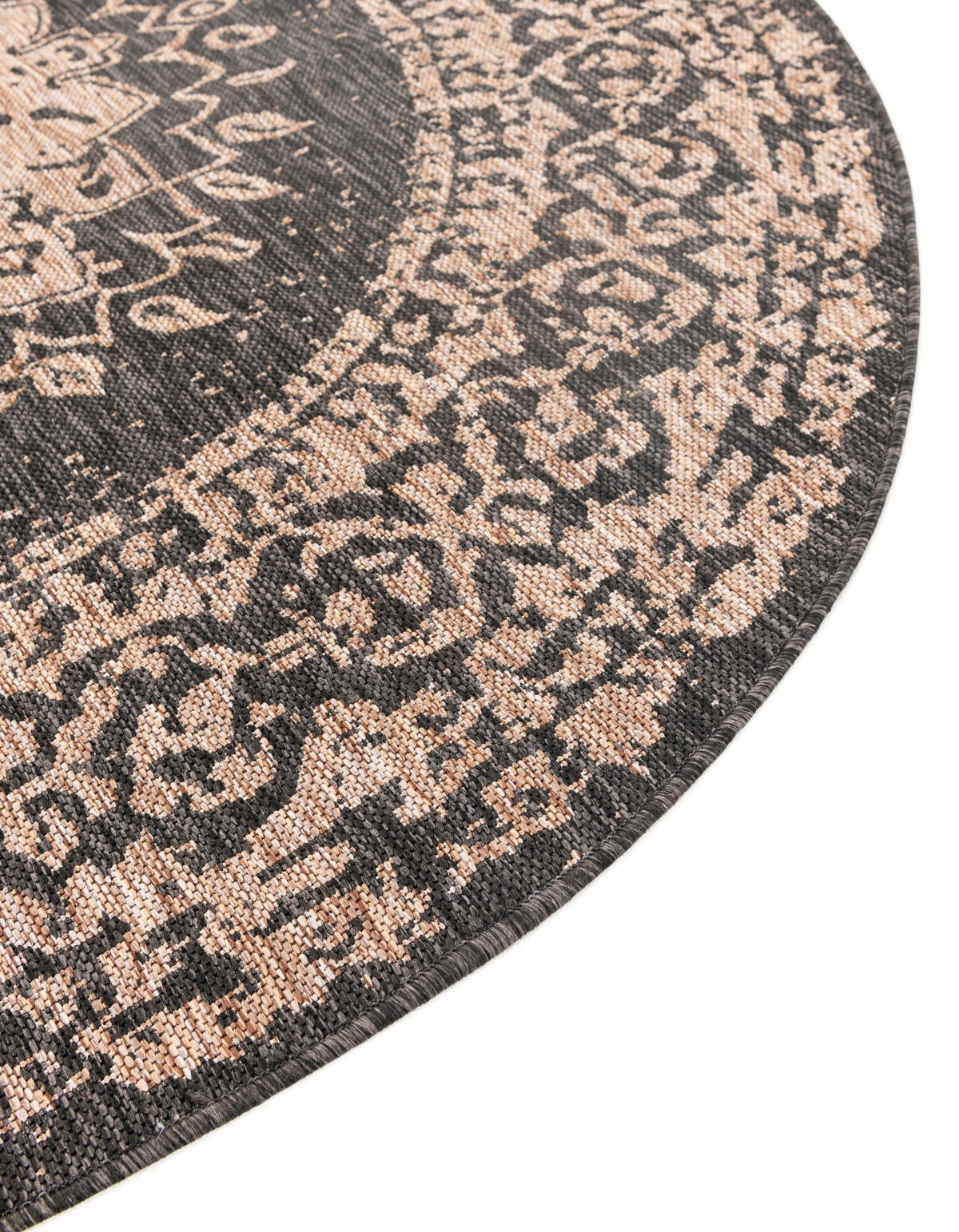 Patio Heritage Collection Area Rug -  Lafayette (Black) Round Black  lifestyle 46