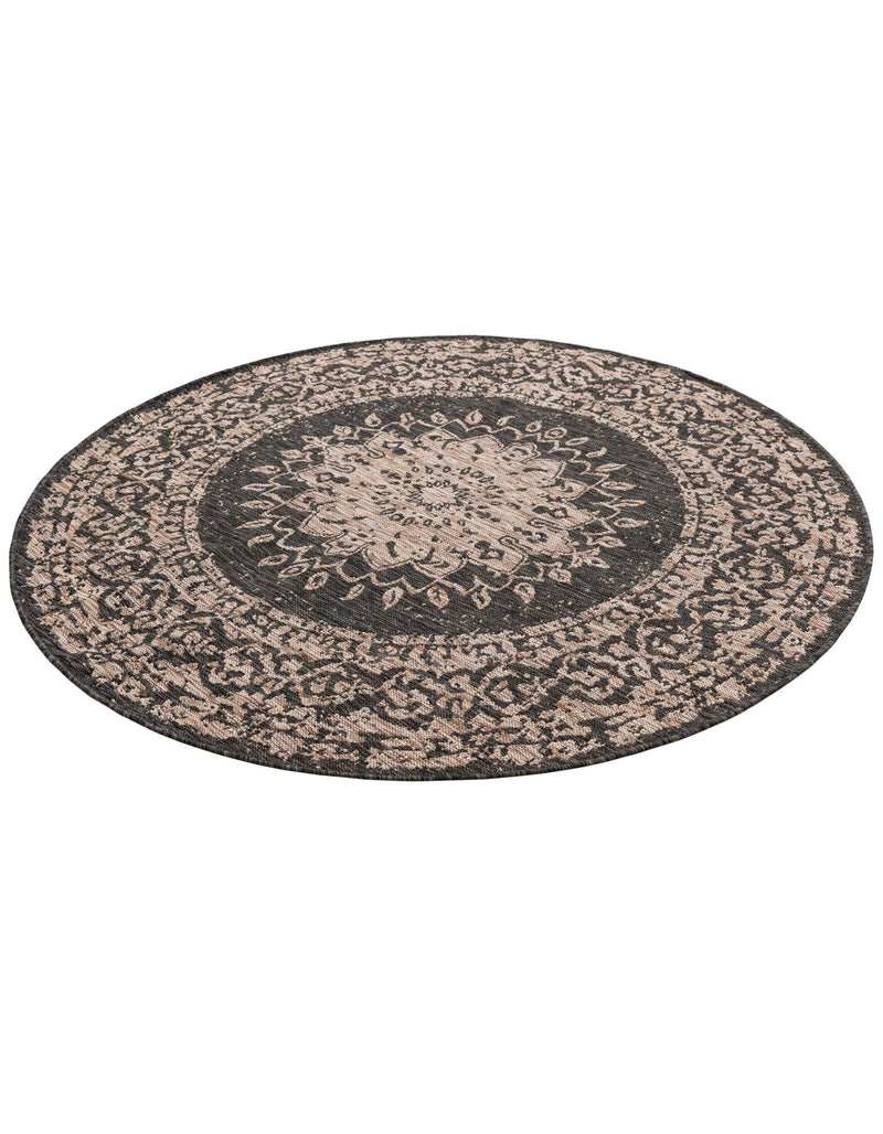 Patio Heritage Collection Area Rug -  Lafayette (Black) Round Black  lifestyle 17