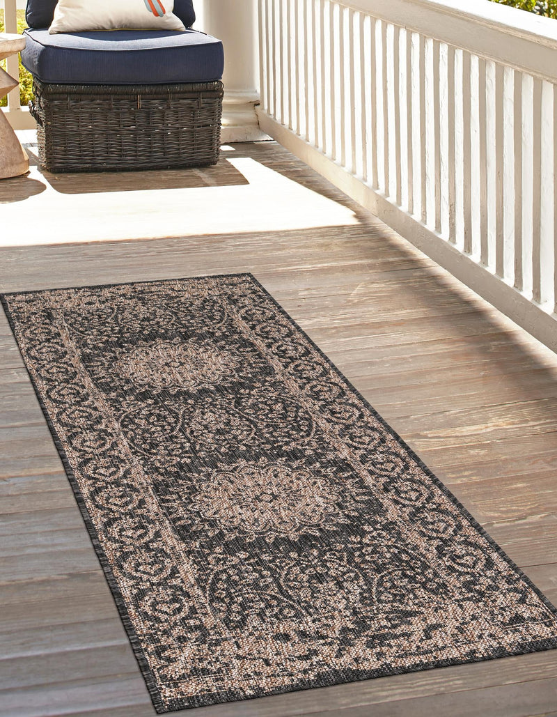 Patio Heritage Collection Area Rug -  Lafayette (Black) Runner Black  lifestyle 13