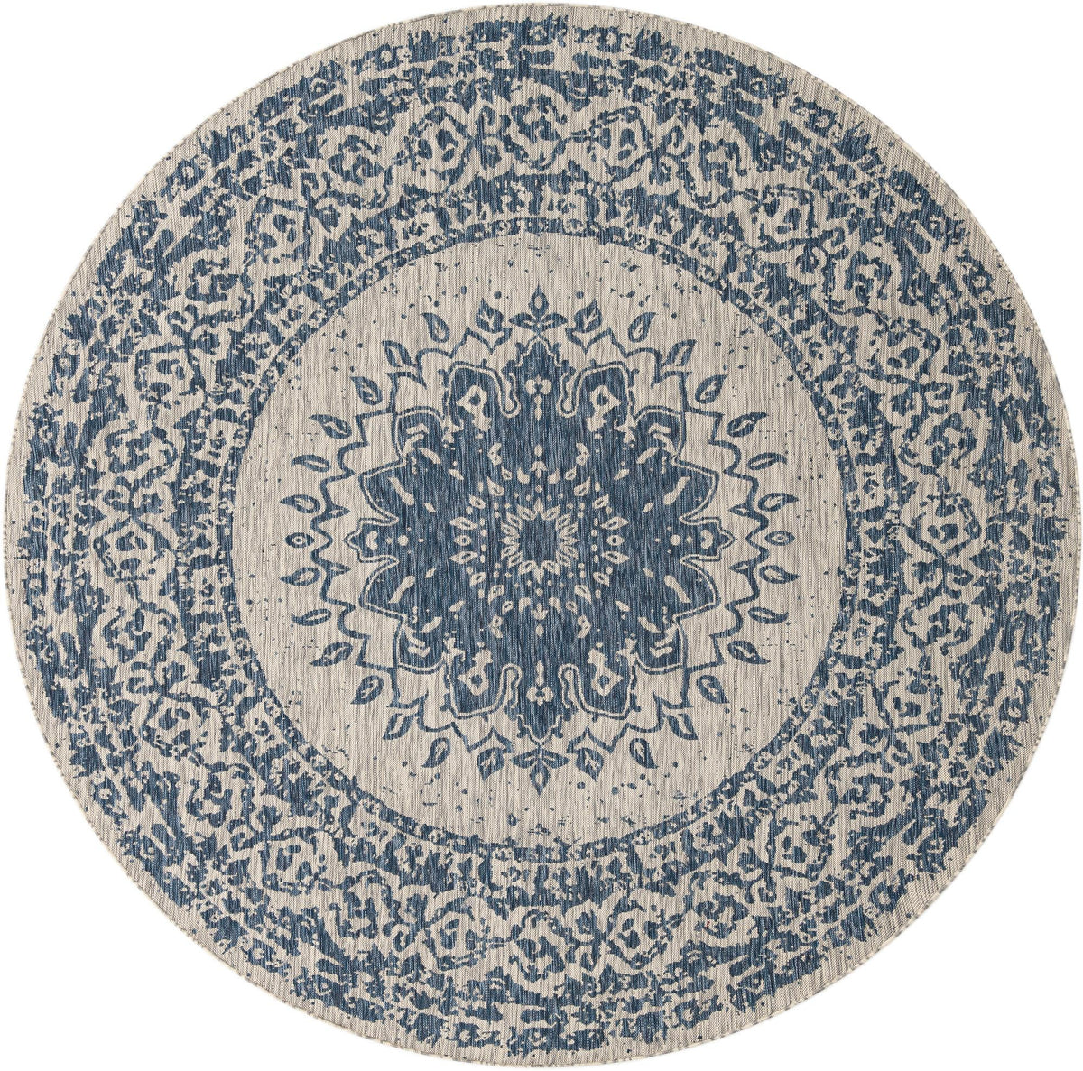 Patio Heritage Collection Area Rug -  Lafayette (Blue) Round Blue  lifestyle 11