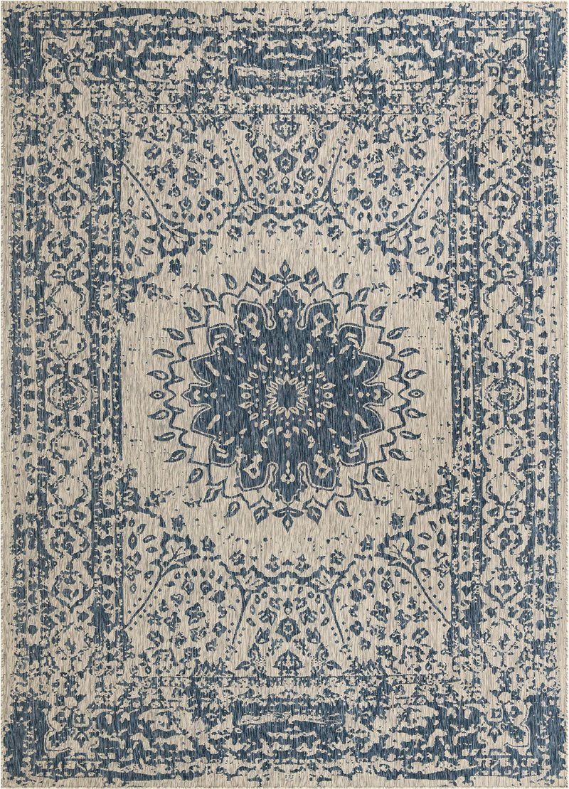 Patio Heritage Collection Area Rug -  Lafayette (Blue) Rectangle Blue Main