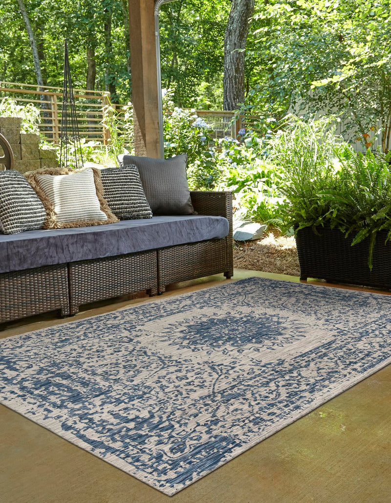 Patio Heritage Collection Area Rug -  Lafayette (Blue) Rectangle Blue Main
