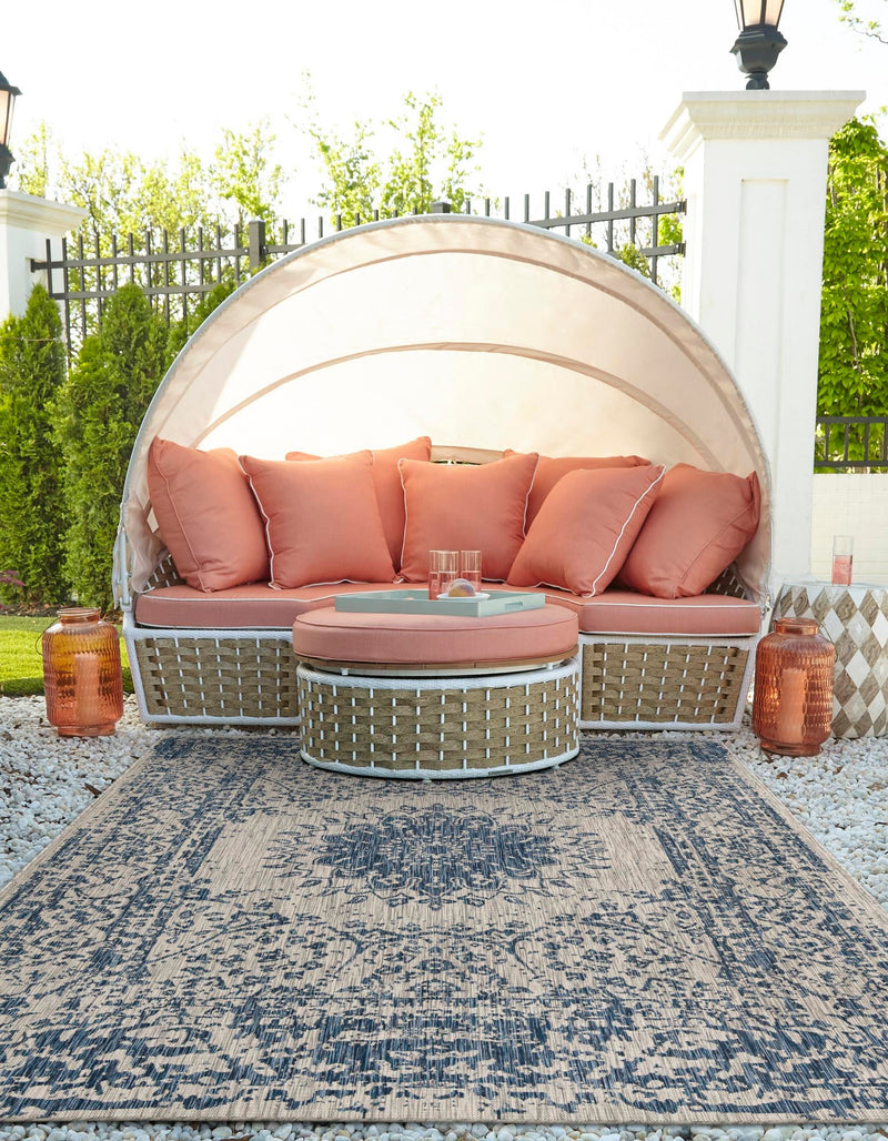 Patio Heritage Collection Area Rug -  Lafayette (Blue) Rectangle Blue  lifestyle 3