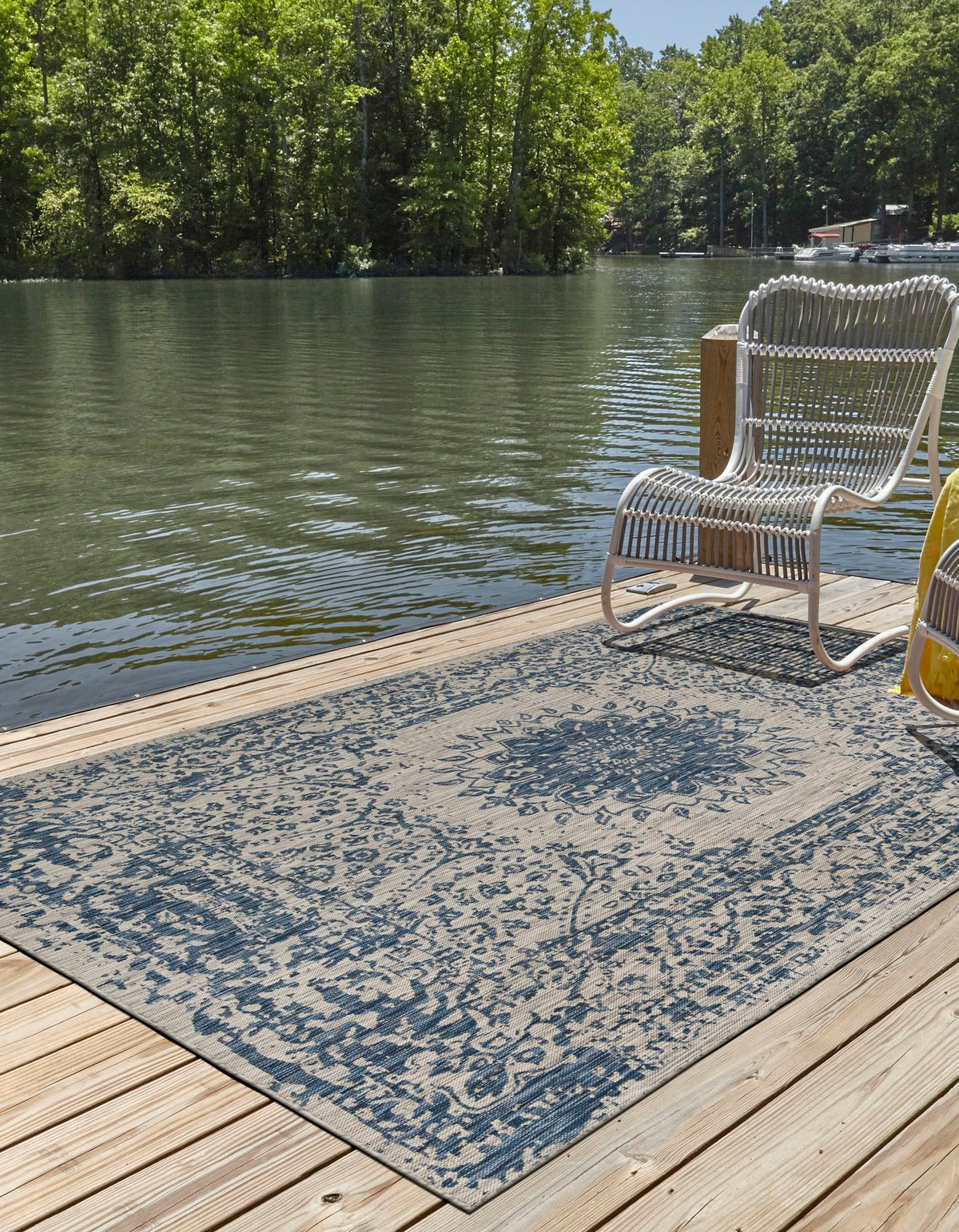 Patio Heritage Collection Area Rug -  Lafayette (Blue) Rectangle Blue  lifestyle 5