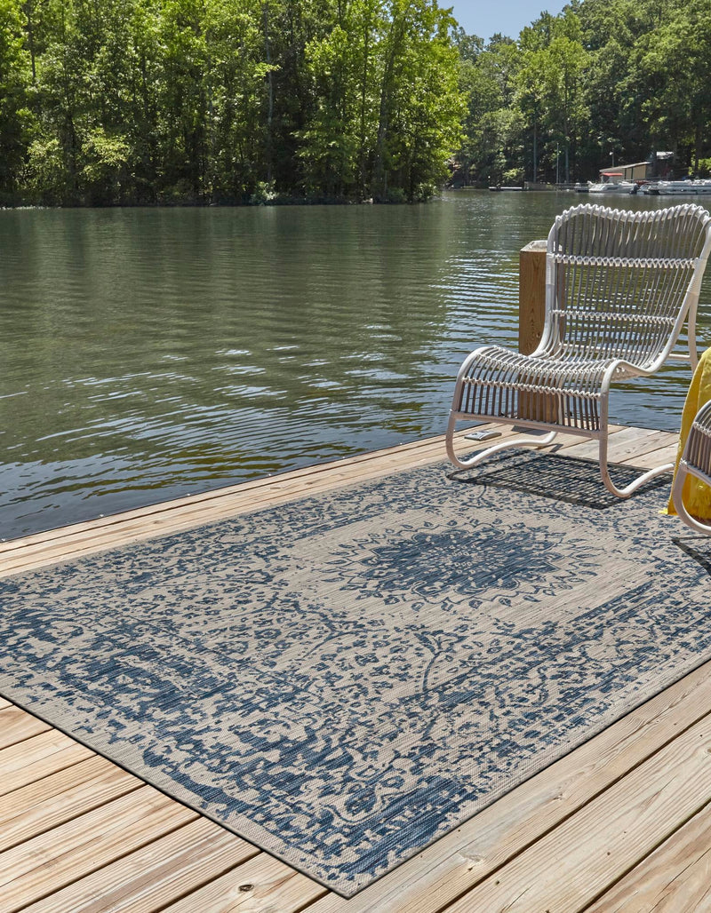 Patio Heritage Collection Area Rug -  Lafayette (Blue) Rectangle Blue  lifestyle 5