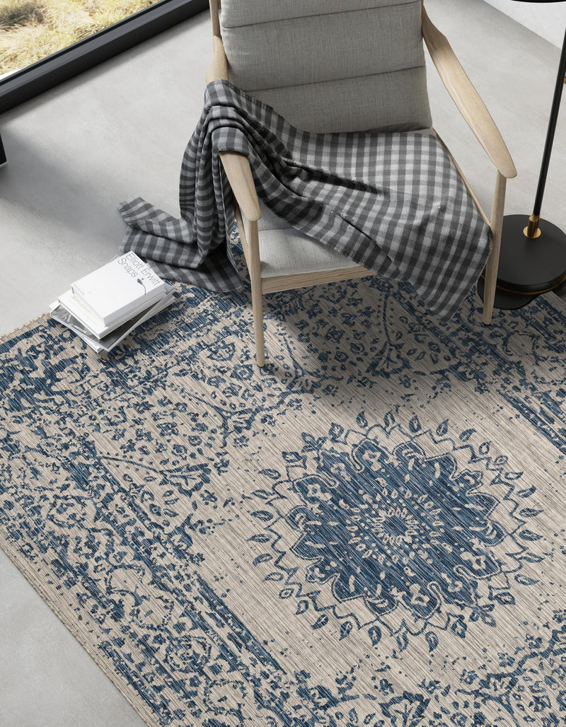 Patio Heritage Collection Area Rug -  Lafayette (Blue) Rectangle Blue  lifestyle 10