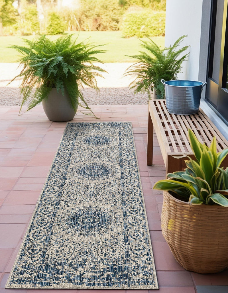 Patio Heritage Collection Area Rug -  Lafayette (Blue) Runner Blue  lifestyle 14