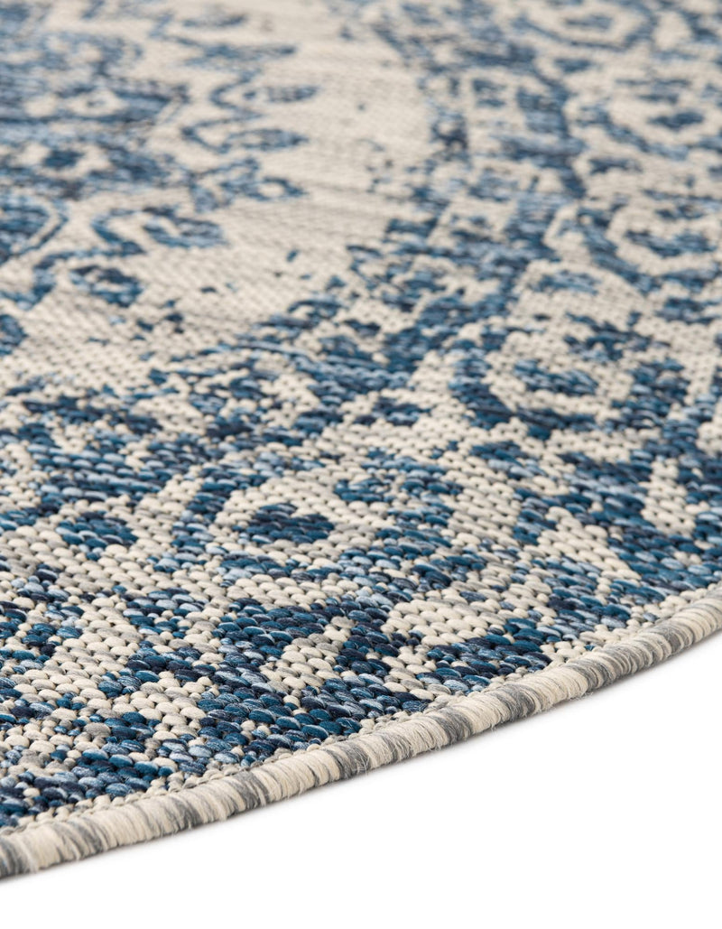 Patio Heritage Collection Area Rug -  Lafayette (Blue) Round Blue  lifestyle 44
