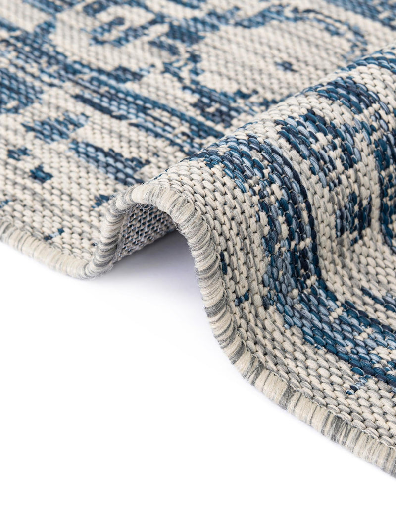 Patio Heritage Collection Area Rug -  Lafayette (Blue) Round Blue  lifestyle 49