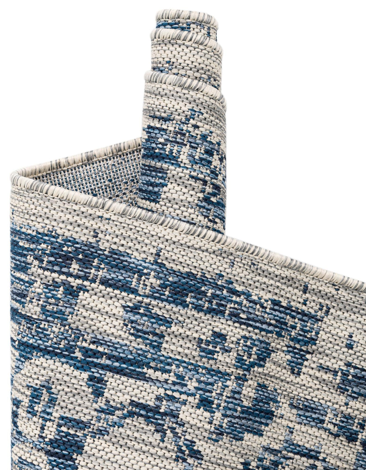 Patio Heritage Collection Area Rug -  Lafayette (Blue) Round Blue  lifestyle 50