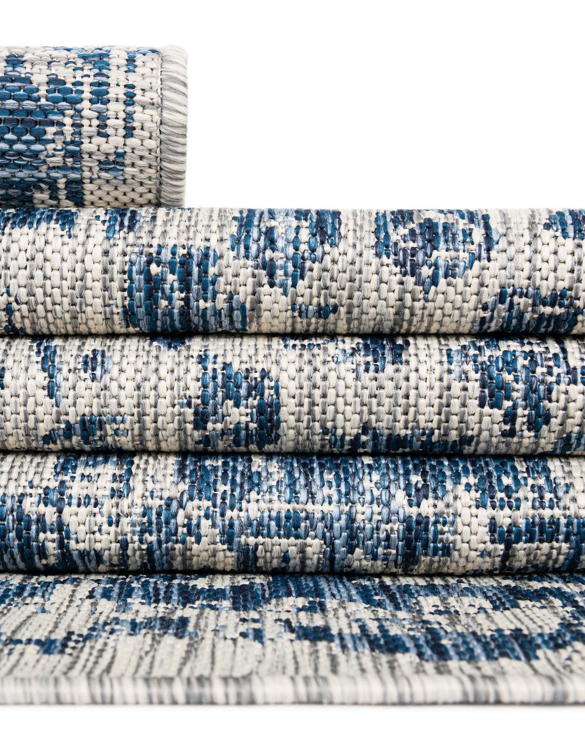 Patio Heritage Collection Area Rug -  Lafayette (Blue) Round Blue  lifestyle 53