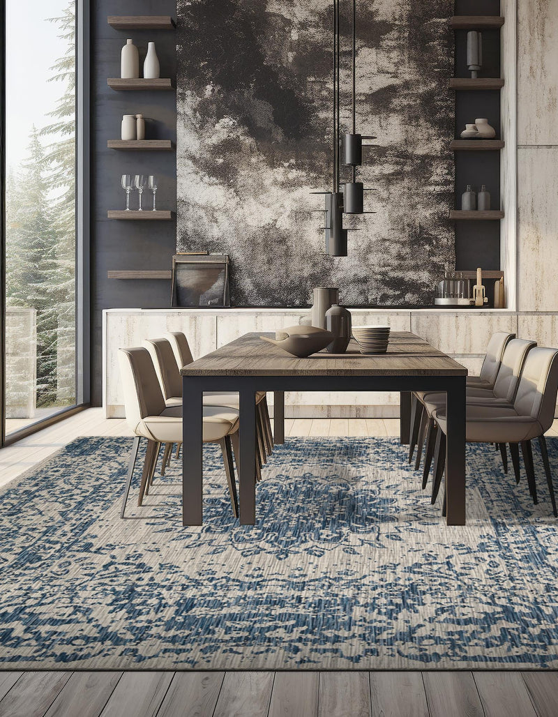 Patio Heritage Collection Area Rug -  Lafayette (Blue) Square Blue  lifestyle 22