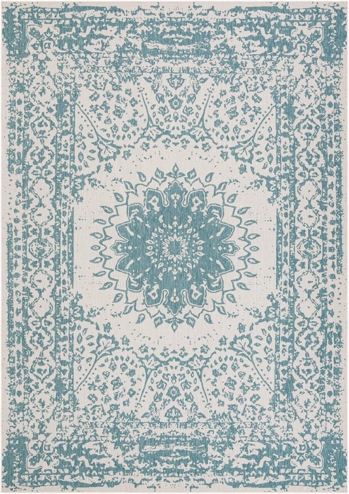 Patio Heritage Collection Area Rug -  Lafayette (Aqua) Rectangle Aqua Main