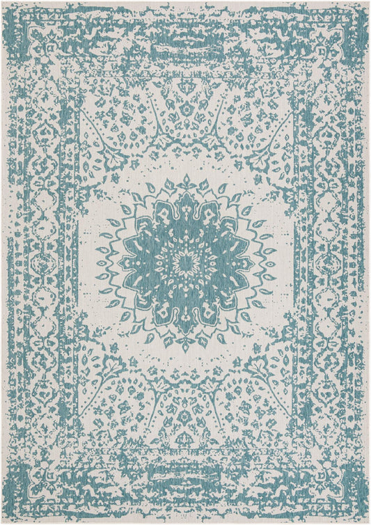 Patio Heritage Collection Area Rug -  Lafayette (Aqua) Rectangle Aqua Main