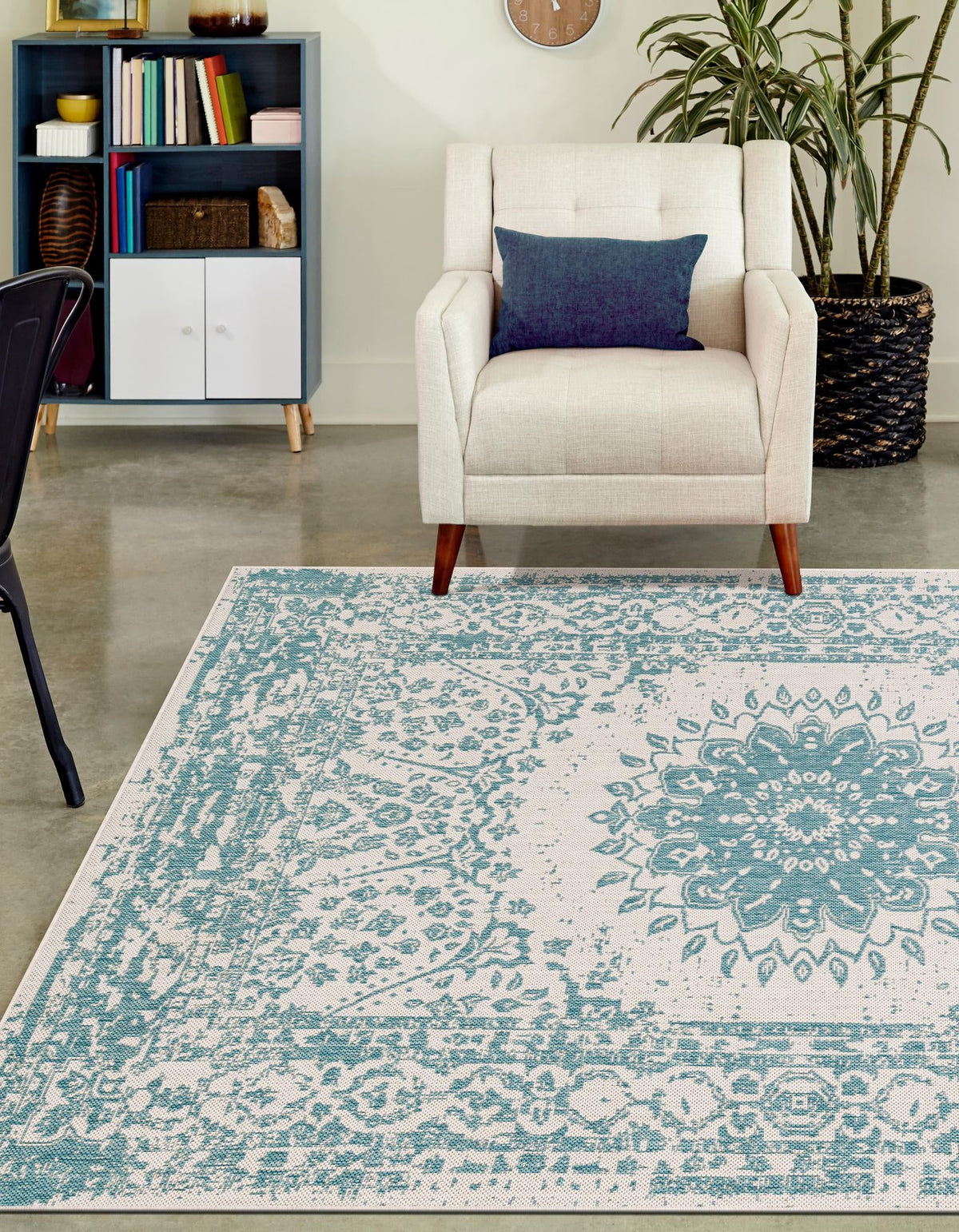 Patio Heritage Collection Area Rug -  Lafayette (Aqua) Rectangle Aqua  lifestyle 8