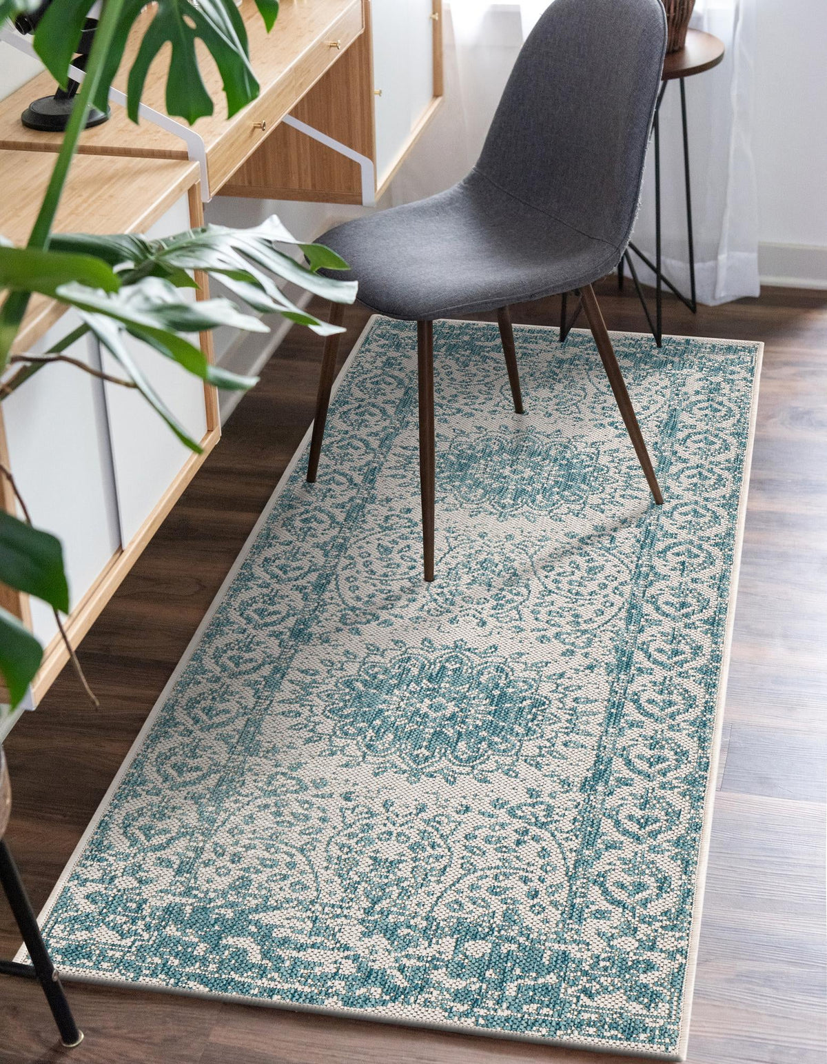 Patio Heritage Collection Area Rug -  Lafayette (Aqua) Runner Aqua  lifestyle 17