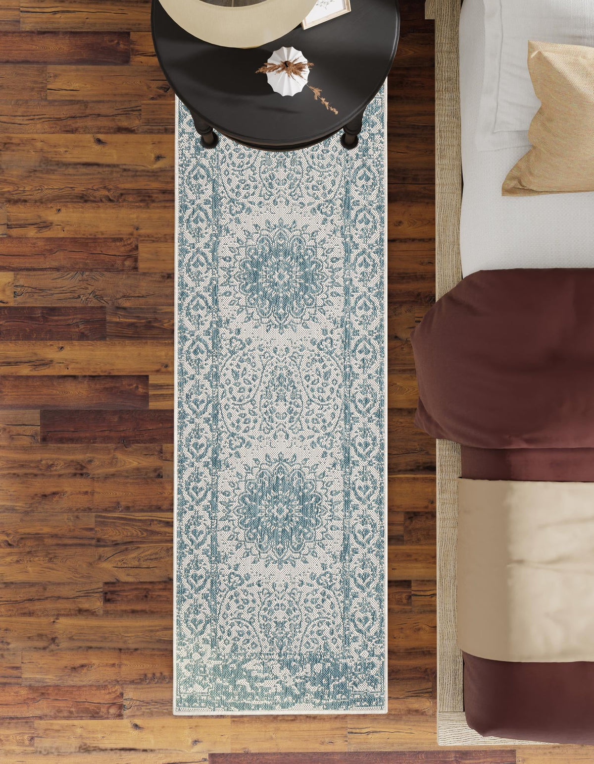 Patio Heritage Collection Area Rug -  Lafayette (Aqua) Runner Aqua  lifestyle 41