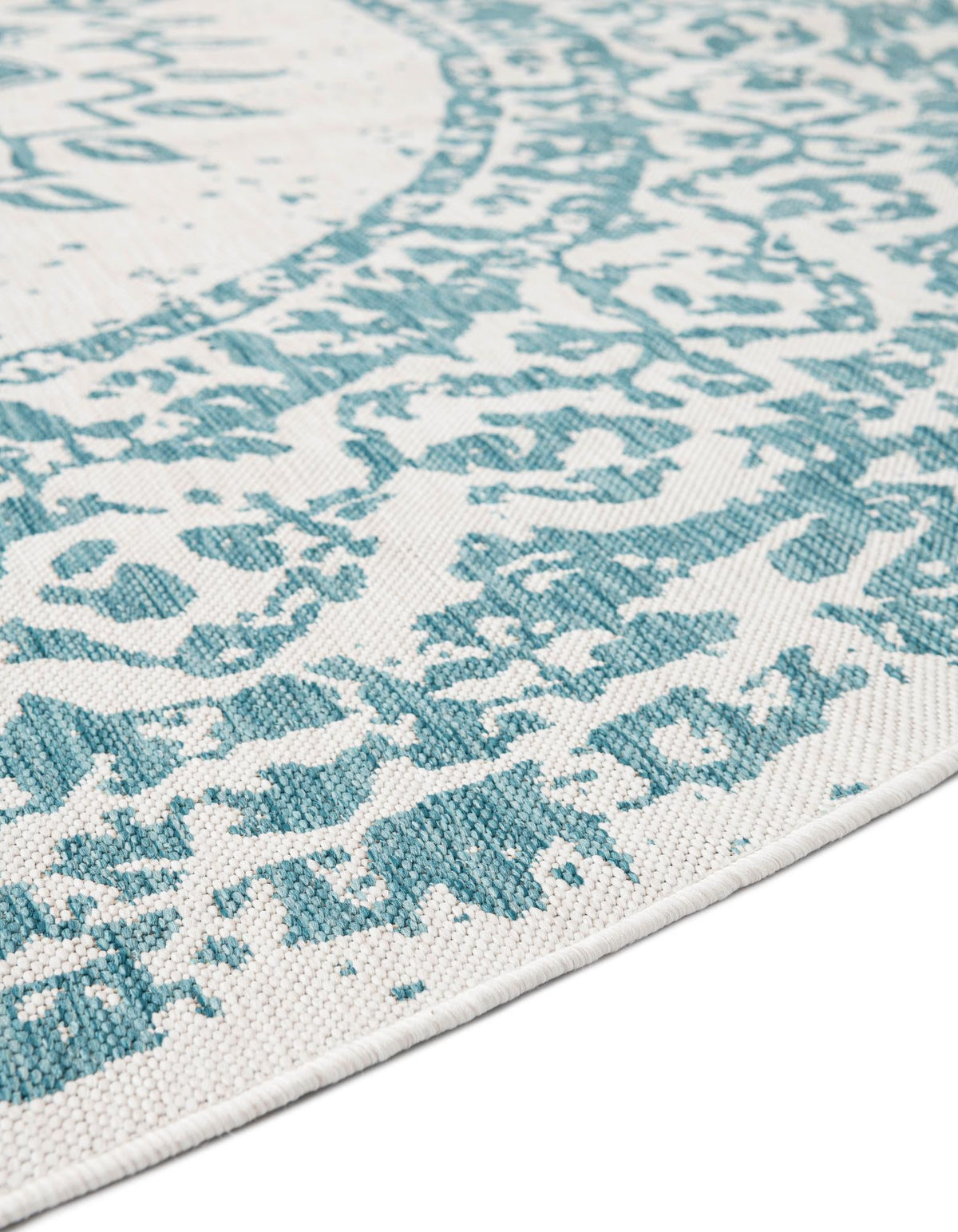 Patio Heritage Collection Area Rug -  Lafayette (Aqua) Round Aqua  lifestyle 44