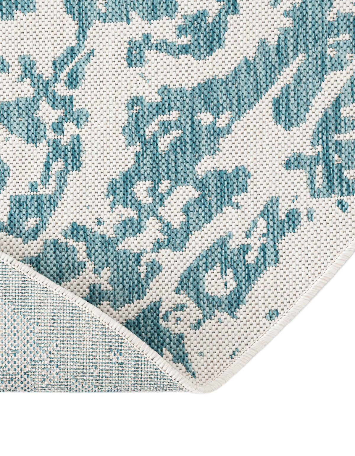 Patio Heritage Collection Area Rug -  Lafayette (Aqua) Round Aqua  lifestyle 47