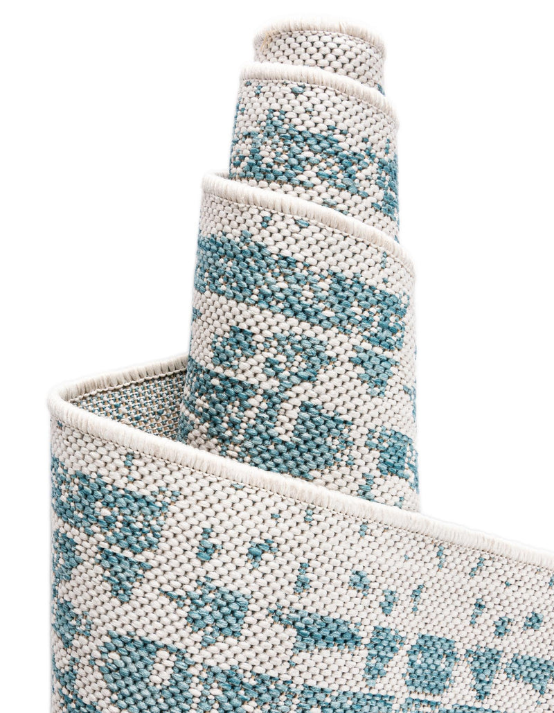 Patio Heritage Collection Area Rug -  Lafayette (Aqua) Round Aqua  lifestyle 50