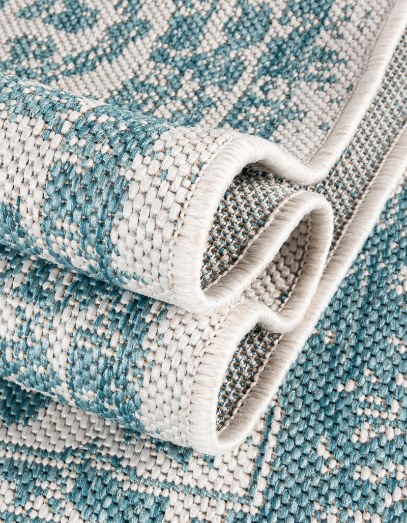 Patio Heritage Collection Area Rug -  Lafayette (Aqua) Round Aqua  lifestyle 52