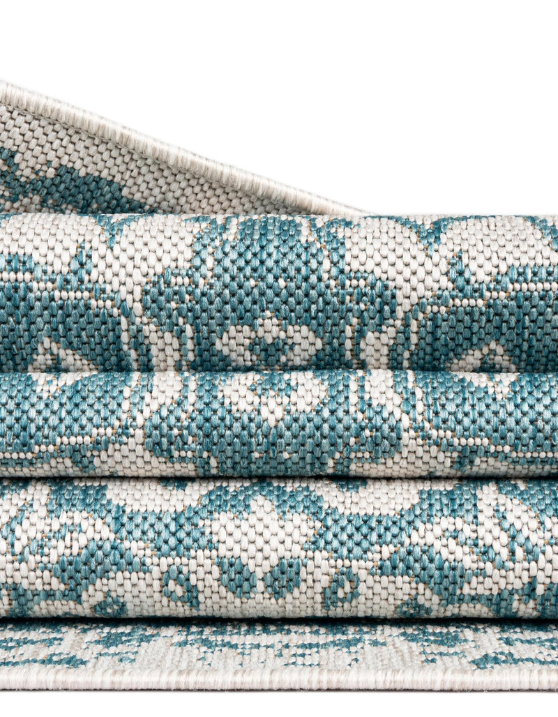 Patio Heritage Collection Area Rug -  Lafayette (Aqua) Round Aqua  lifestyle 53