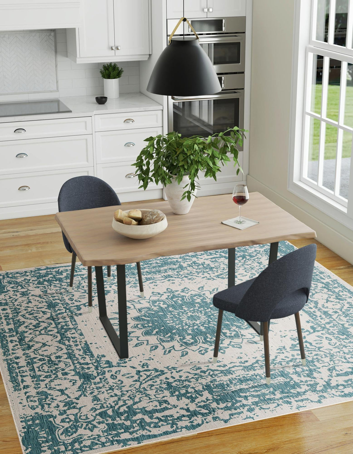 Patio Heritage Collection Area Rug -  Lafayette (Aqua) Square Aqua  lifestyle 22