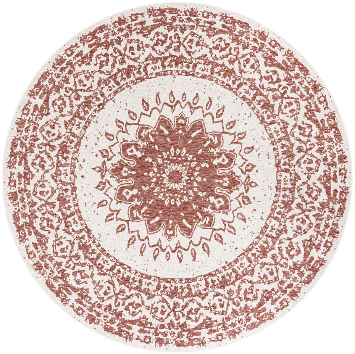 Patio Heritage Collection Area Rug -  Lafayette (Rust Red) Round Rust Red  lifestyle 11