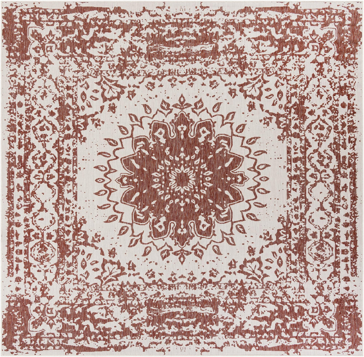 Patio Heritage Collection Area Rug -  Lafayette (Rust Red) Square Rust Red  lifestyle 48