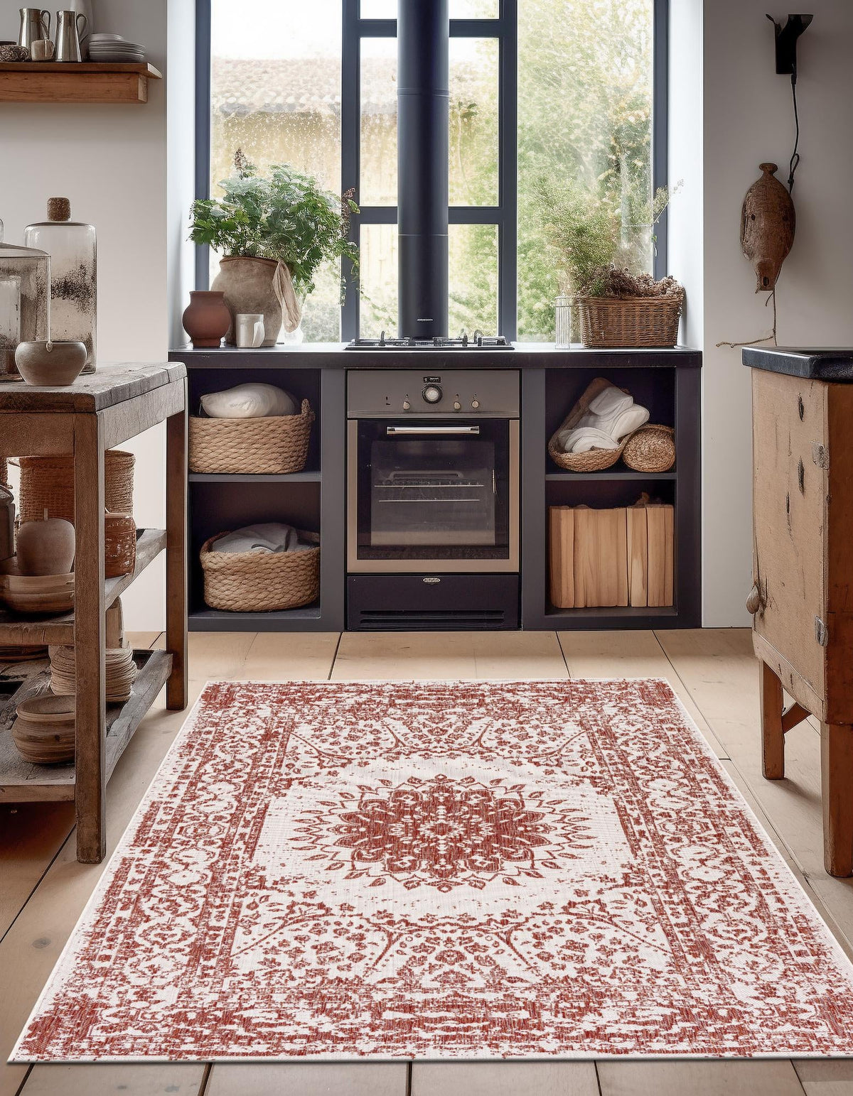 Patio Heritage Collection Area Rug -  Lafayette (Rust Red) Rectangle Rust Red  lifestyle 2