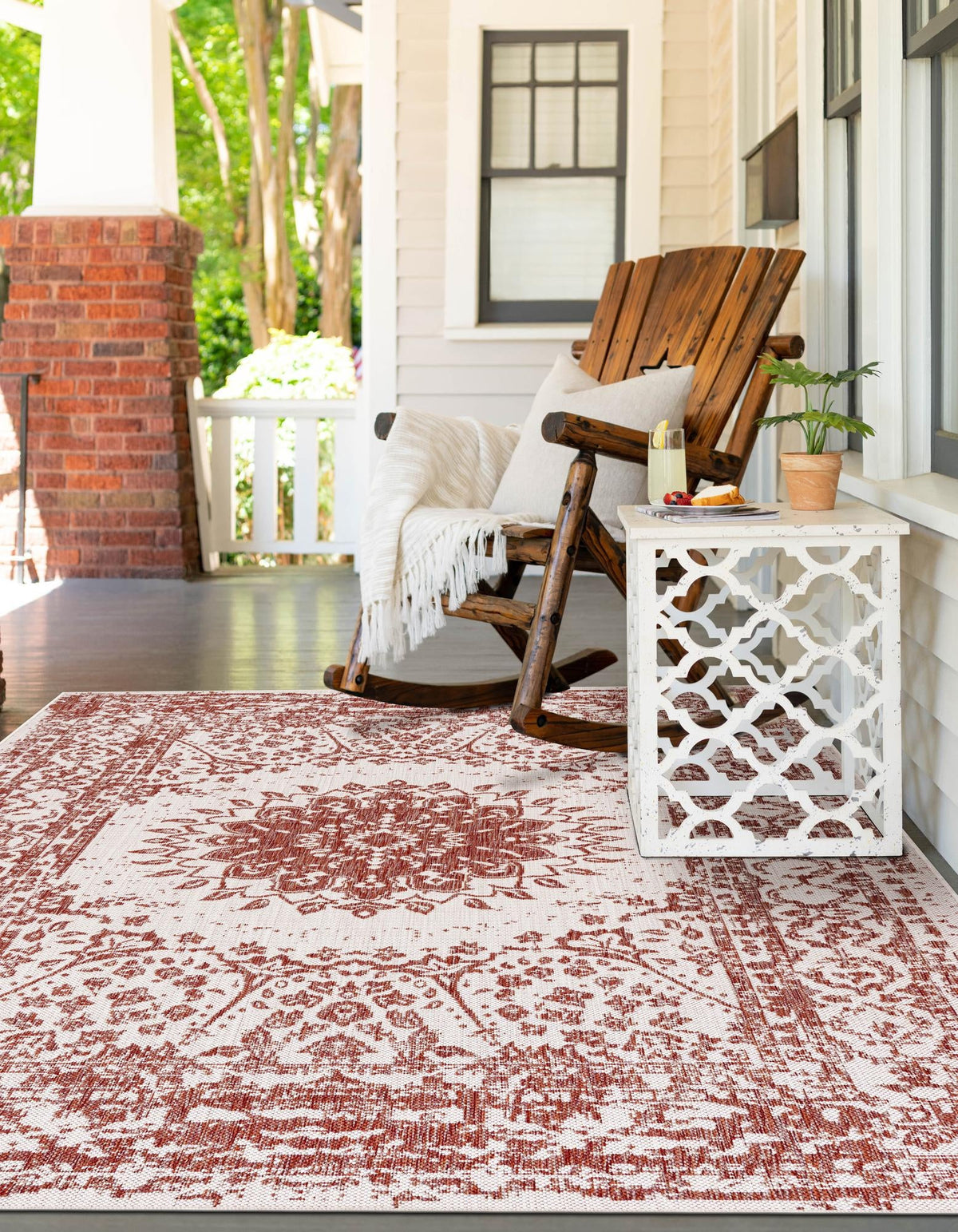 Patio Heritage Collection Area Rug -  Lafayette (Rust Red) Rectangle Rust Red  lifestyle 3