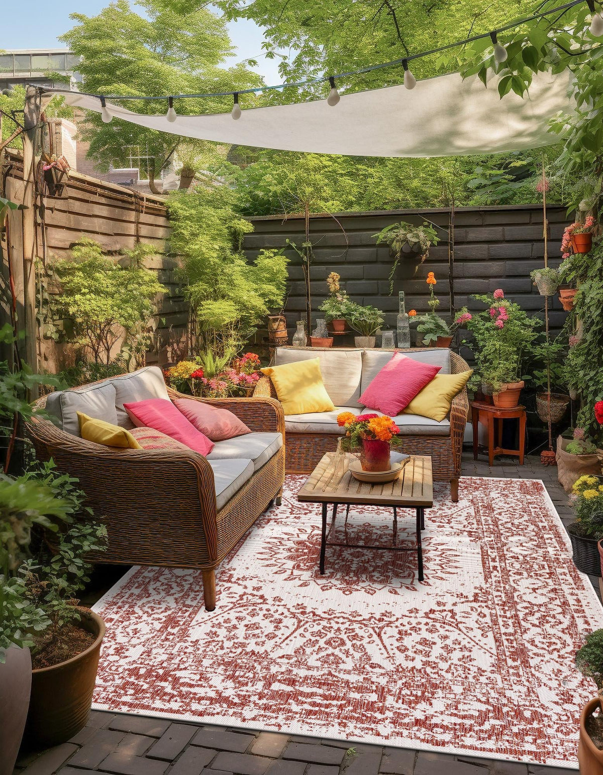 Patio Heritage Collection Area Rug -  Lafayette (Rust Red) Rectangle Rust Red  lifestyle 5