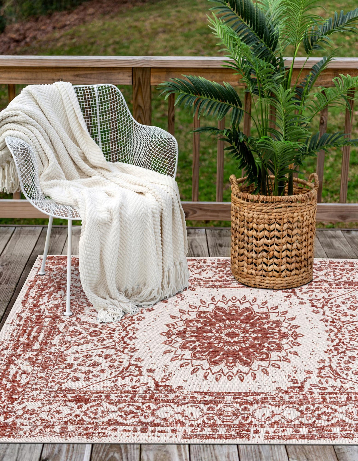Patio Heritage Collection Area Rug -  Lafayette (Rust Red) Rectangle Rust Red  lifestyle 7