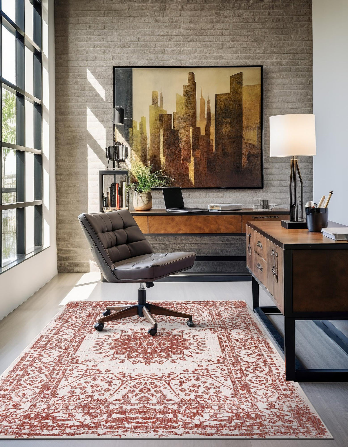 Patio Heritage Collection Area Rug -  Lafayette (Rust Red) Rectangle Rust Red  lifestyle 8