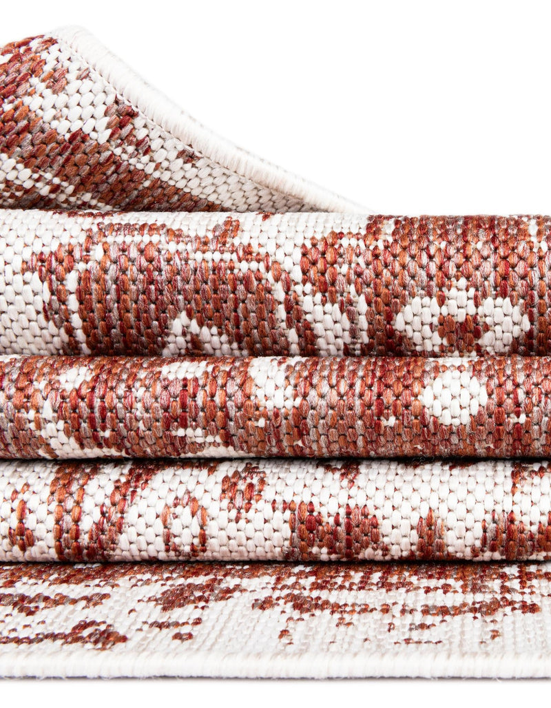 Patio Heritage Collection Area Rug -  Lafayette (Rust Red) Round Rust Red  lifestyle 53