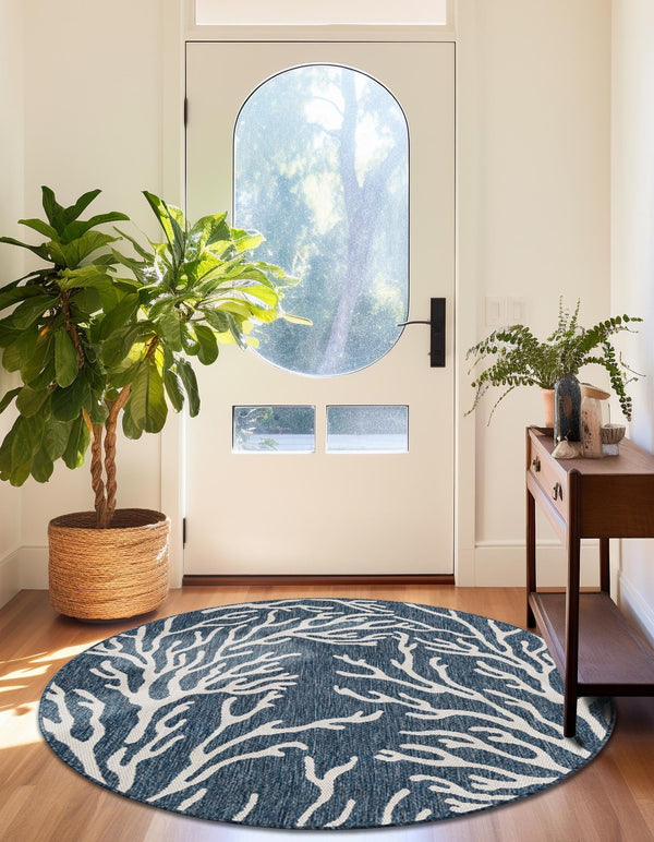 Seaside Haven Rugs Collection Area Rug -  Pebblestone Round Blue  lifestyle 4