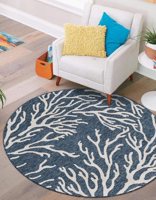 Seaside Haven Rugs Collection Area Rug -  Pebblestone Round Blue  lifestyle 6