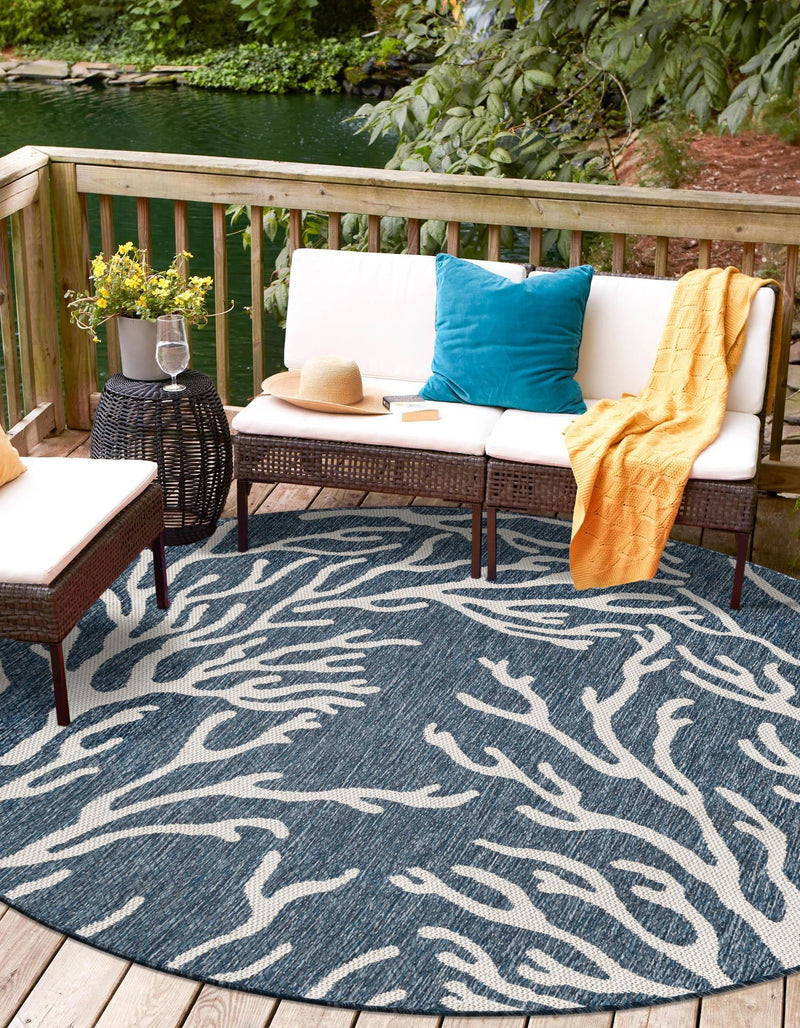 Seaside Haven Rugs Collection Area Rug -  Pebblestone Round Blue  lifestyle 7
