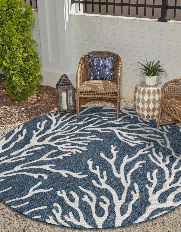 Seaside Haven Rugs Collection Area Rug -  Pebblestone Round Blue  lifestyle 9