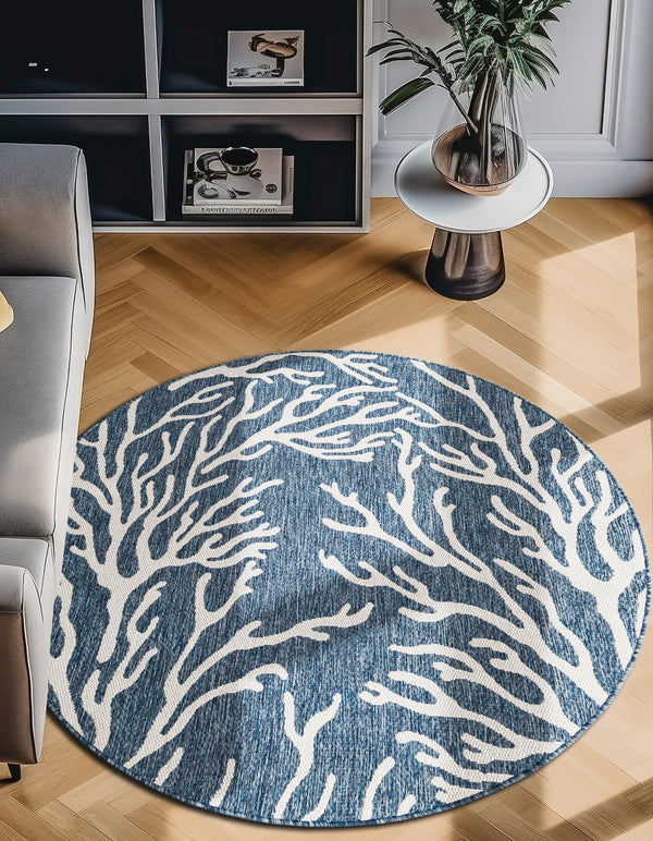 Seaside Haven Rugs Collection Area Rug -  Pebblestone Round Blue  lifestyle 10