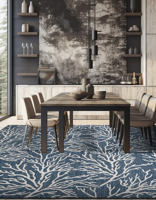Seaside Haven Rugs Collection Area Rug -  Pebblestone Square Blue  lifestyle 111