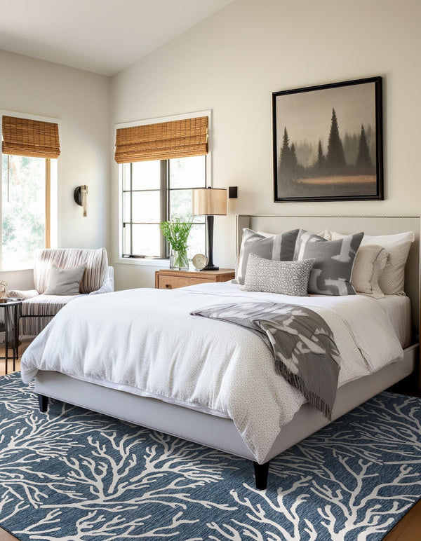 Seaside Haven Rugs Collection Area Rug -  Pebblestone Square Blue  lifestyle 135